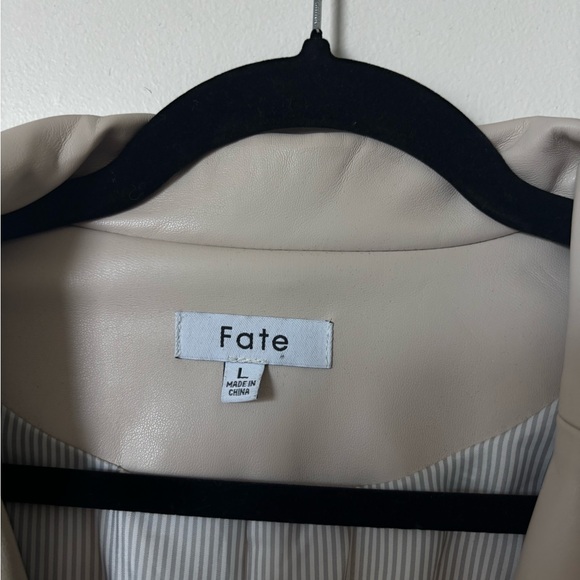 Fate Faux Leather Blazer in Cream - Picture 2 of 5